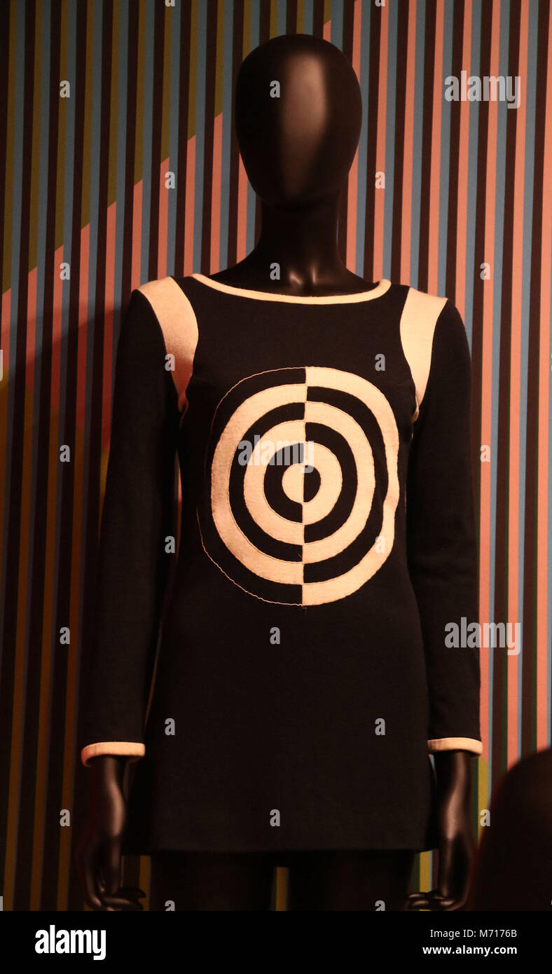 New York City, New York, USA. 7th Mar, 2018. A view of the 'Swirl' dress designed by Ruby Hyacinth Bailey held the Mod New York exhibit, about 1960's fashion at the Museum of the City of New York. Credit: Nancy Kaszerman/ZUMA Wire/Alamy Live News Stock Photo