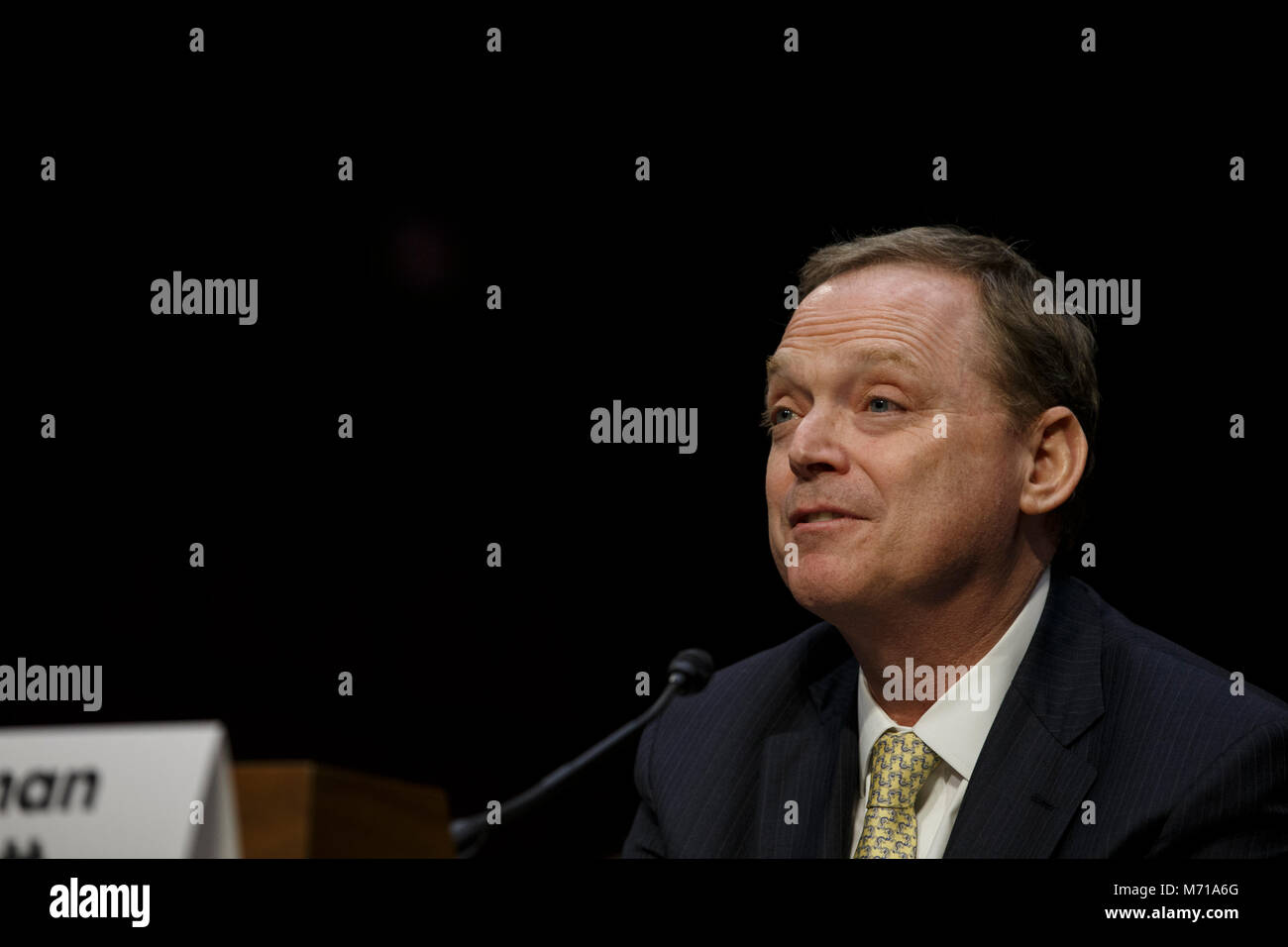 Kevin Hassett, Chair of the Council of Economic Advisers (CEA) delivers remarks during a hearing entitled 'The Economic Report of the President' to the United States Congress Joint Economic Committee on Capitol Hill in Washington, DC on March 7th, 2018. Credit: Alex Edelman/CNP /MediaPunch Stock Photo