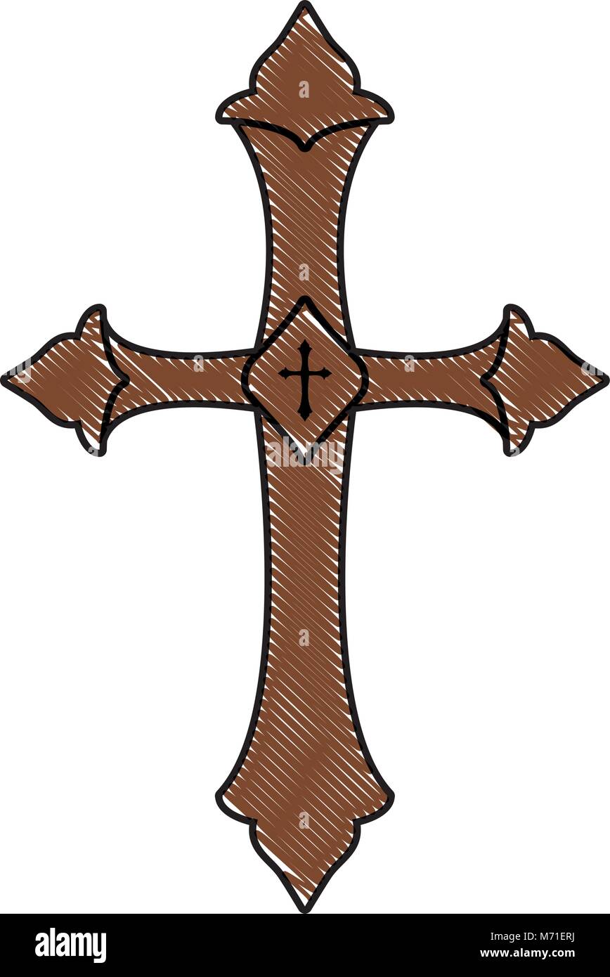 Christian Illustration Of Wooden Cross Happy Easter Image Stock