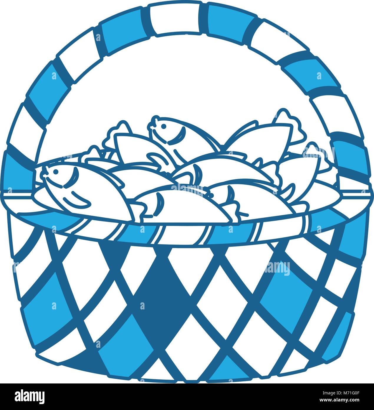 Basket with fish over white background vector illustration Stock
