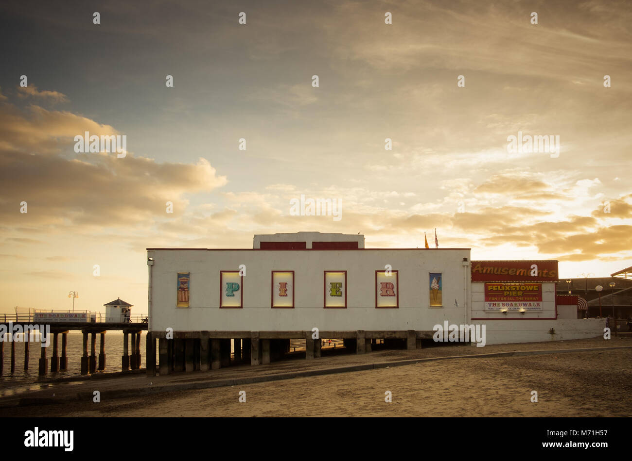 The pier at Felixstowe, Suffolk, one of Britain's biggest container ports. Stock Photo