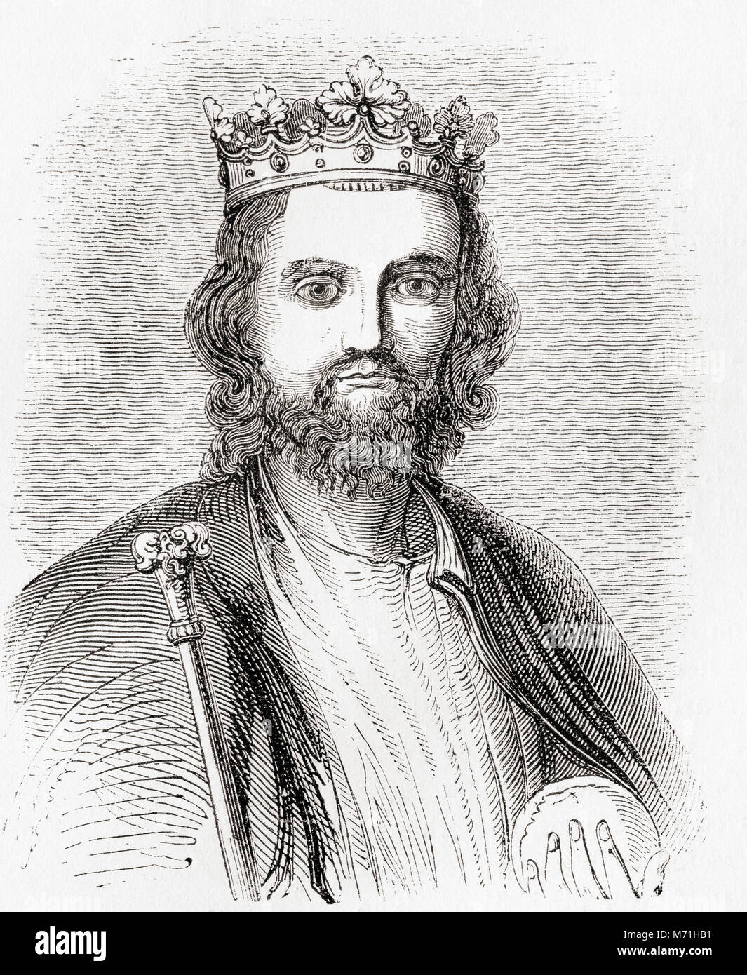 Edward II, 1284 – 1327, aka Edward of Caernarfon.  King of England.  From Old England: A Pictorial Museum, published 1847. Stock Photo