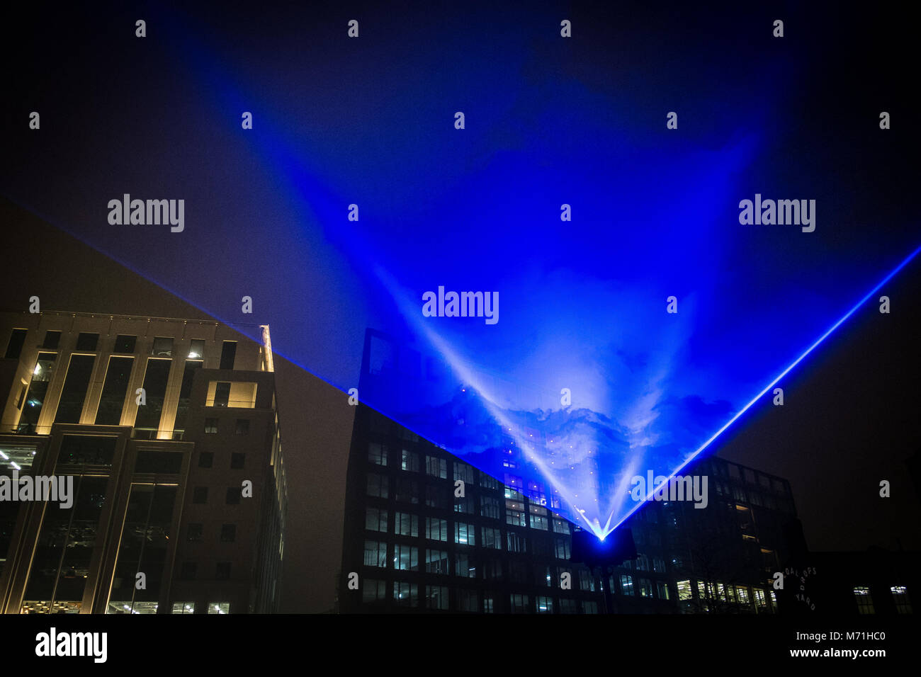 Light shows at London's annual Lumiere event that showcases art installations across the capital. Stock Photo