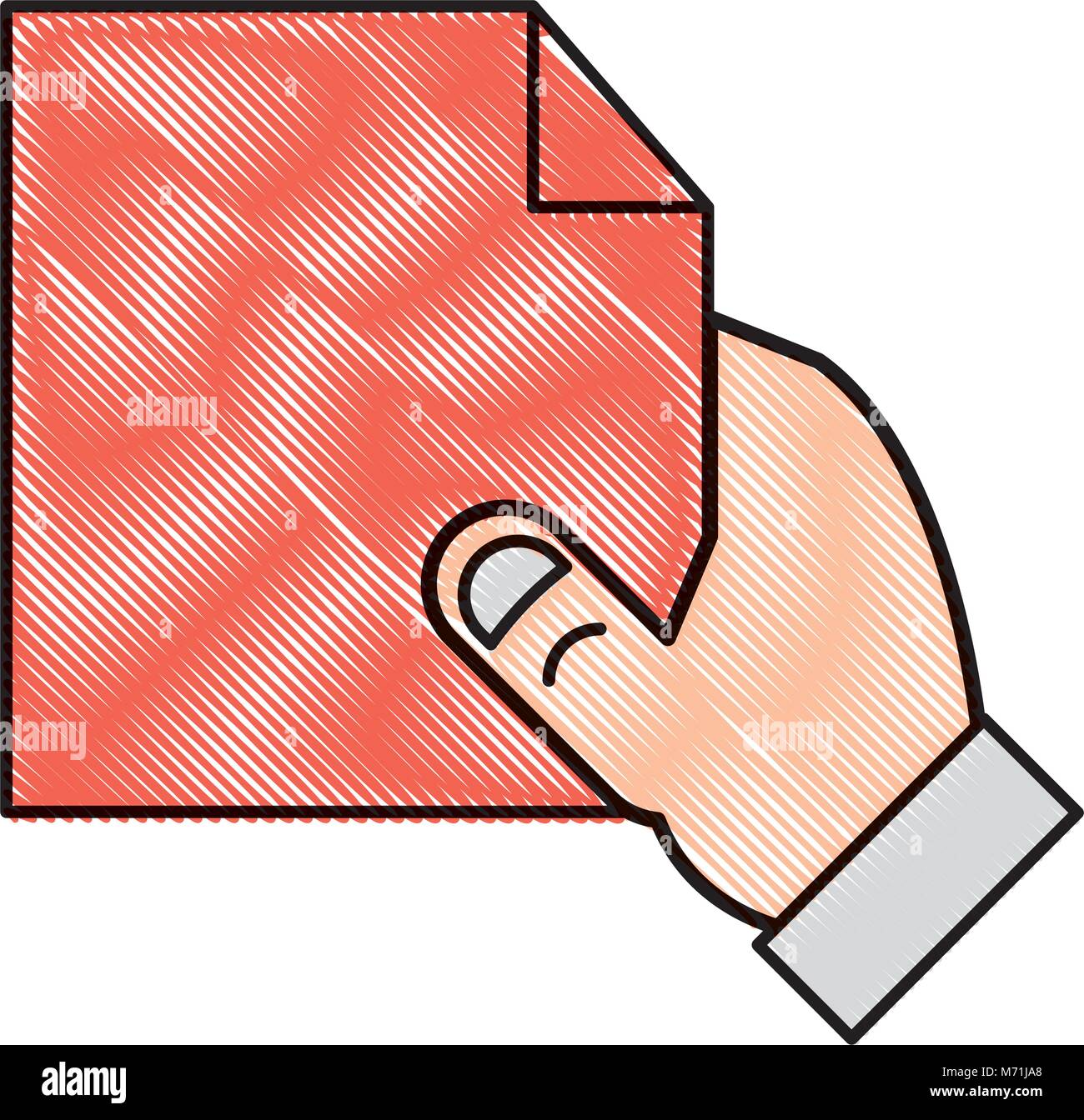 Hand with Document page icon over white background, colorful design ...