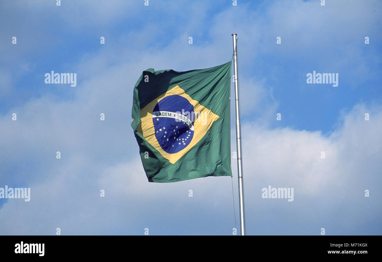 Mast, Brazilian flag, Brazil Stock Photo Alamy