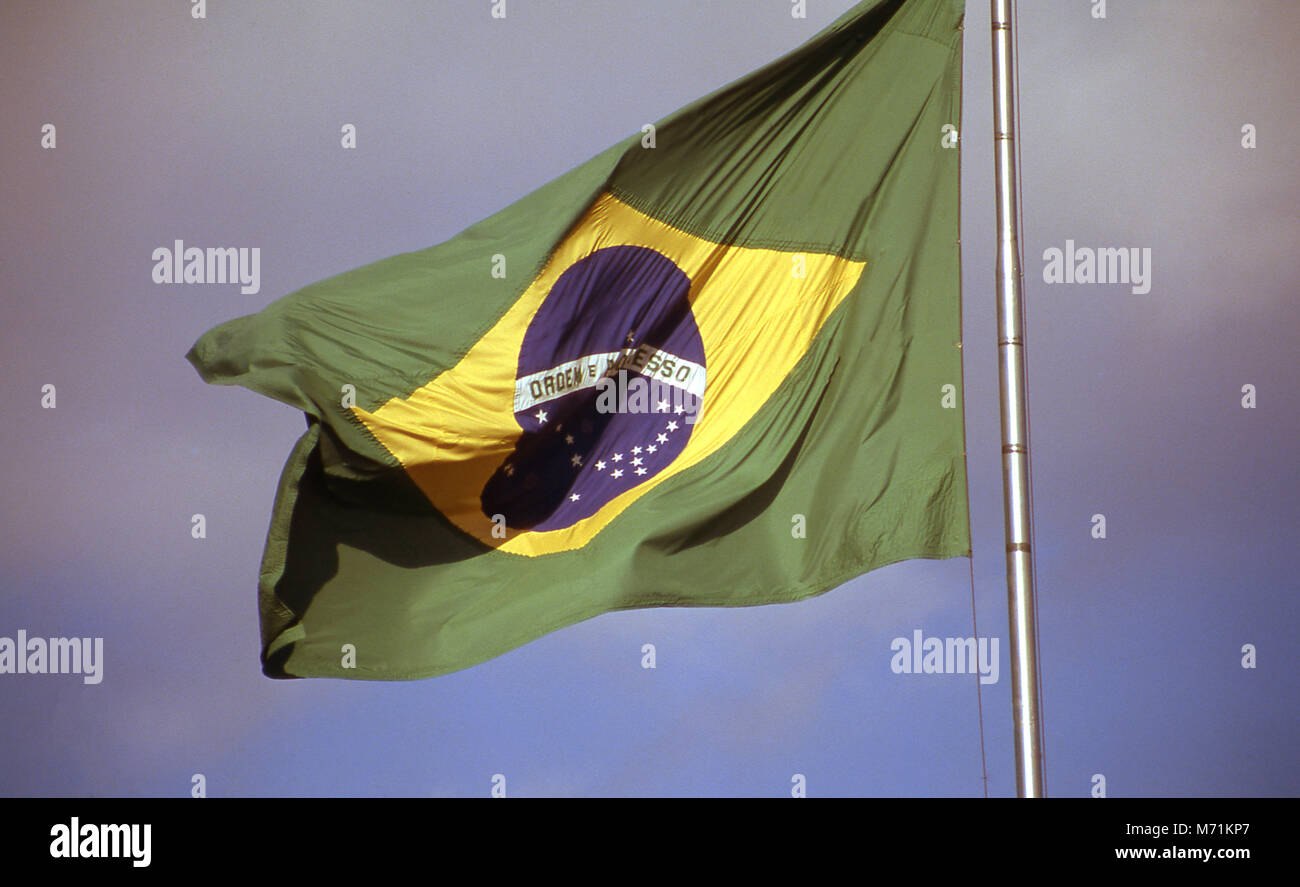 Mast, Brazilian flag, Brazil Stock Photo Alamy