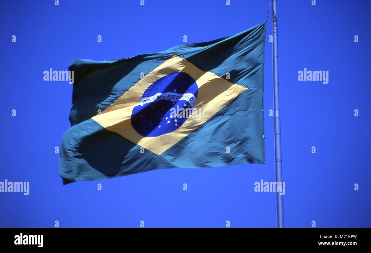 Mast, Brazilian flag, Brazil Stock Photo Alamy