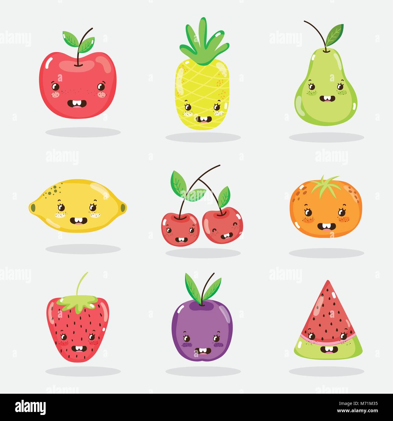 Cute fruits cartoons collection vector illustration graphic design ...