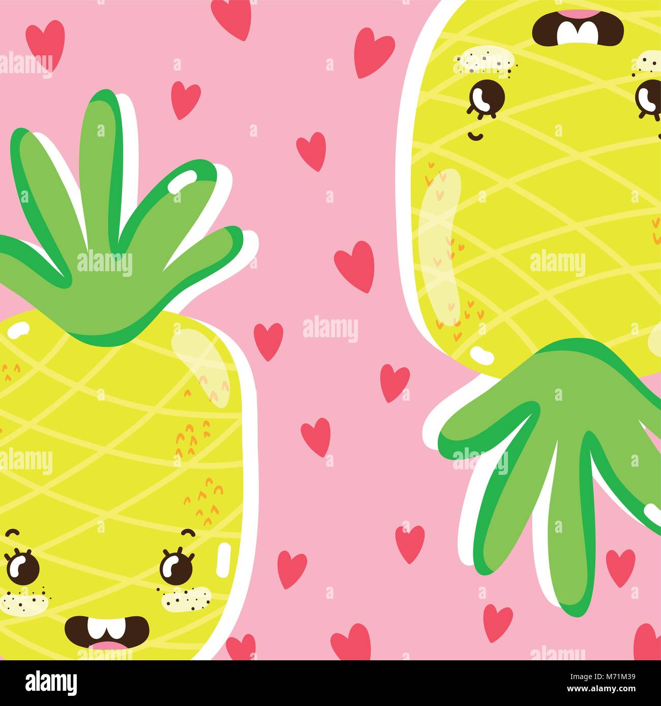 Cute pineapples cartoons vector illustration graphic design Stock ...