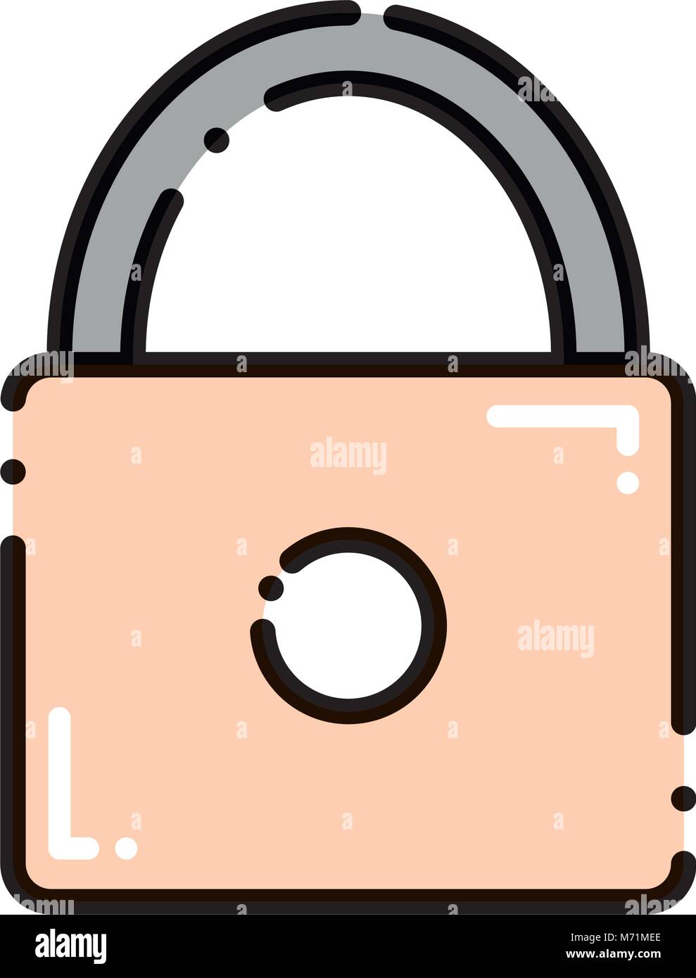 dashed line close padlock to protection and security symbol vector ...