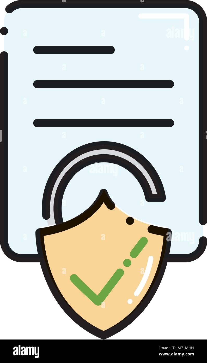 dashed line business document paper with padlock good security vector ...
