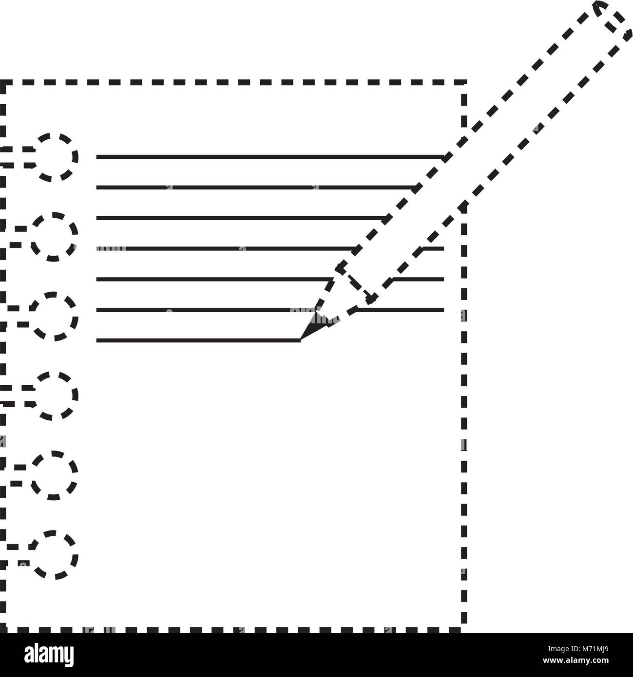 notebook sheet and pencil icon over white background, vector ...