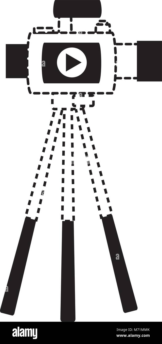 VIdeo camera on the tripod icon over white background, vector ...
