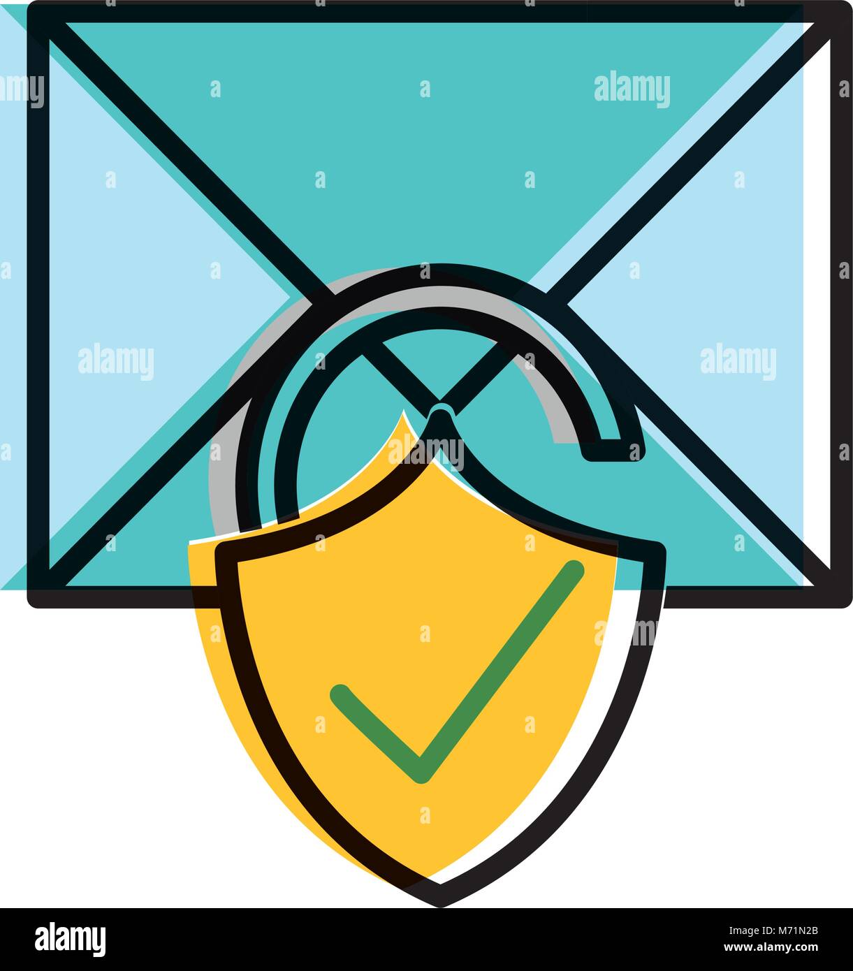 moved color letter message with padlock good security vector ...