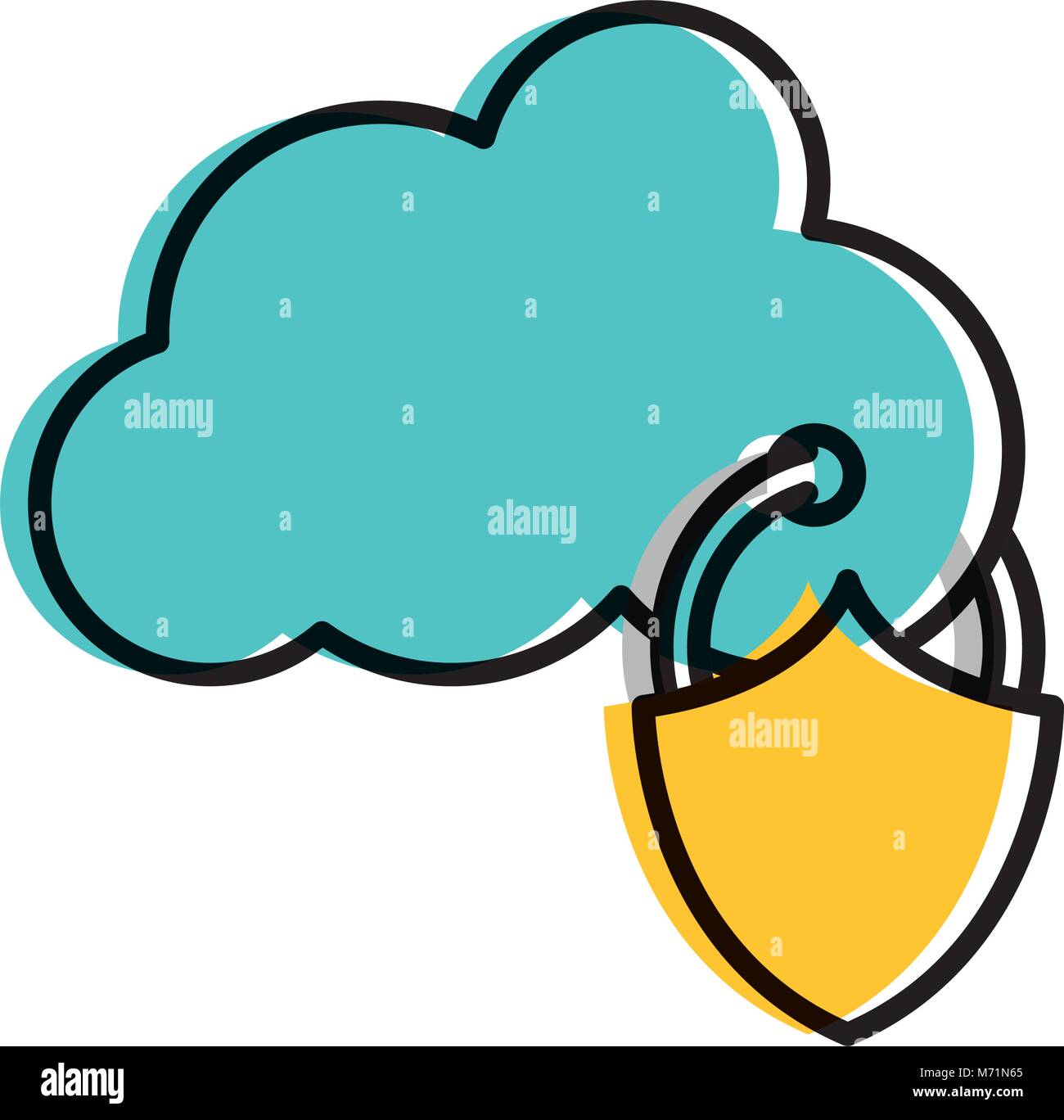 moved color cloud data connection and padlock security vector ...