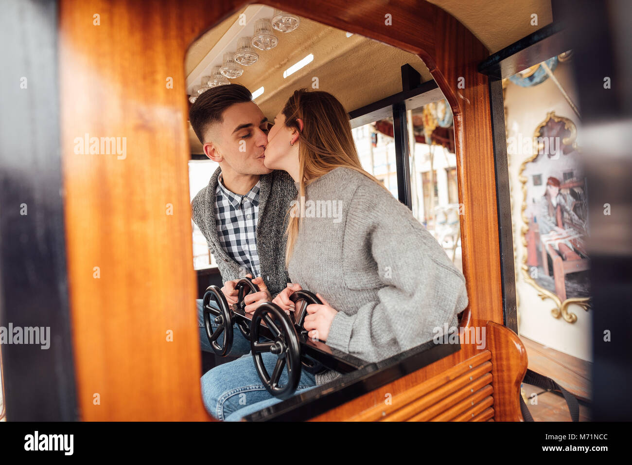 Lovely couple have fun time and smile to each other Stock Photo - Alamy