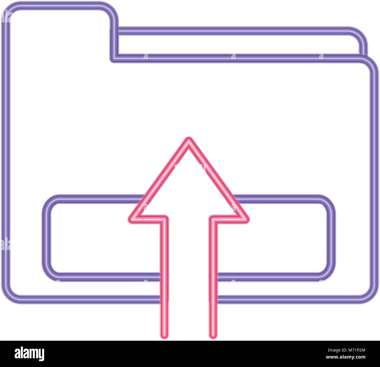 neon line file folder loading data information Stock Vector Image & Art ...