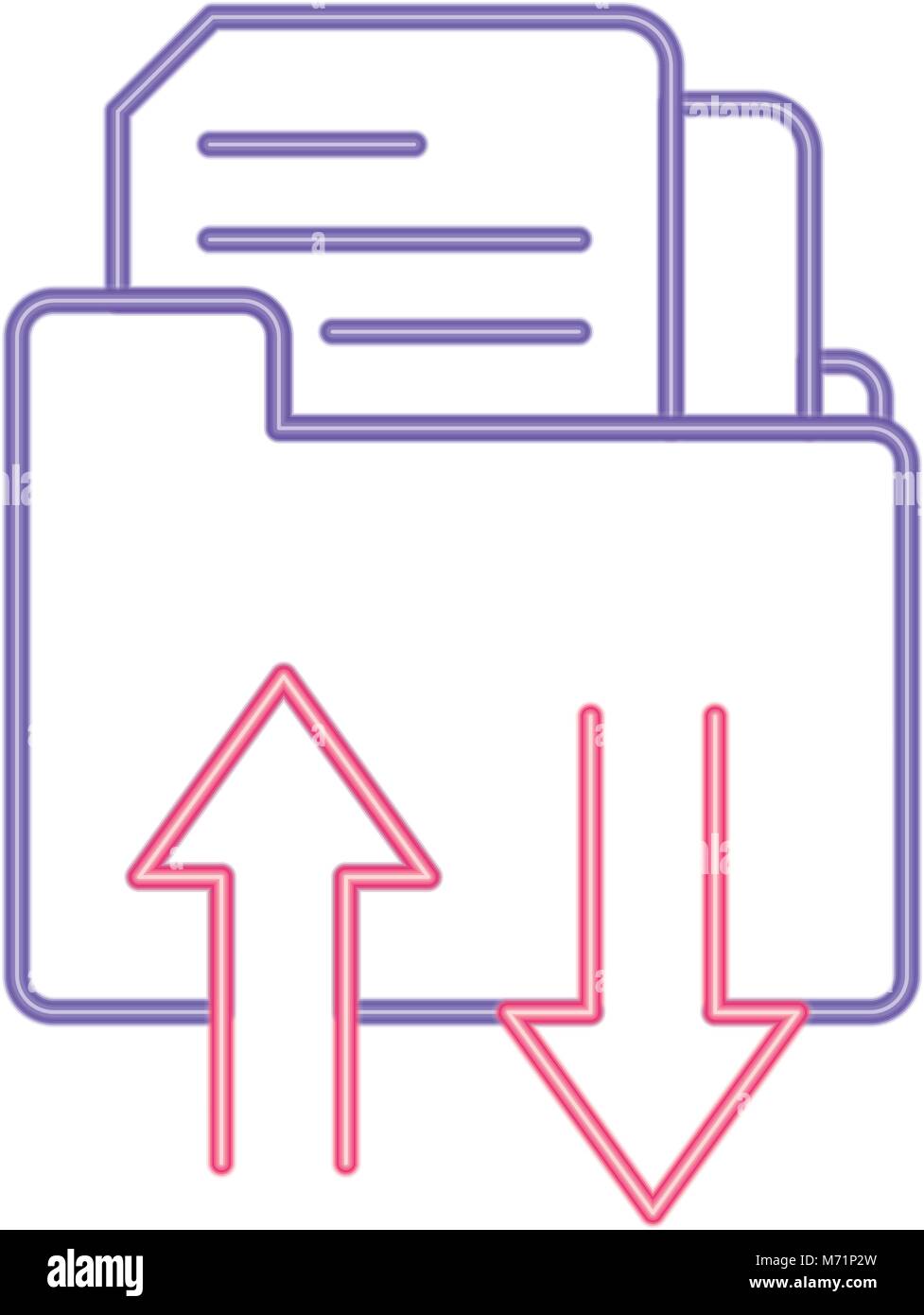 neon line file folder with loading documents information Stock Vector ...