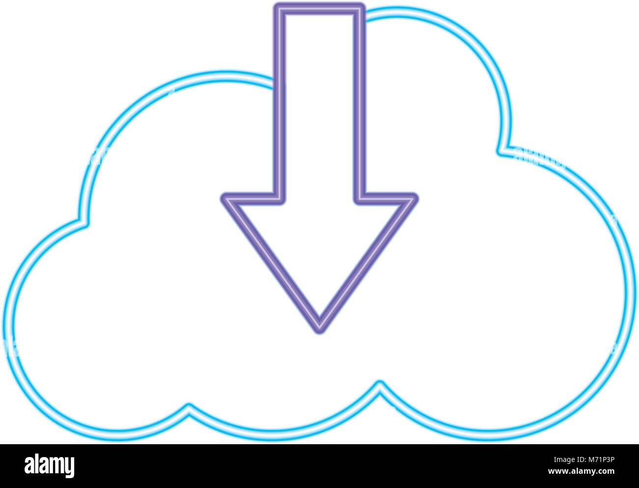 neon line cloud data connection downloading server Stock Vector Image ...