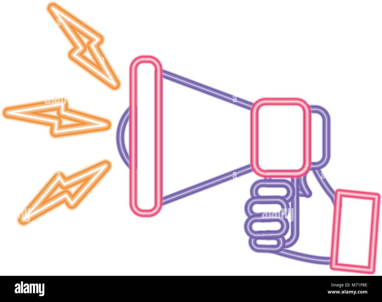neon line man hand with megaphone sound message Stock Vector Image ...