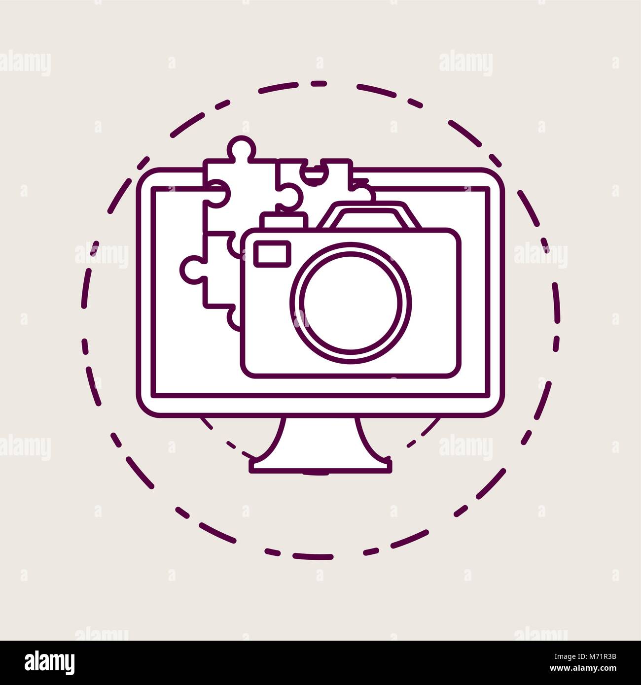 Computer Camera Graphic Computer and photographic camera over white background vector ...