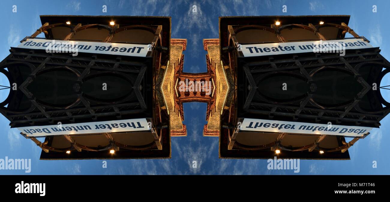 Theater under roof in Prenzlauer Berg in Berlin from April 5, 2015 Symmetrical Impressions by Alfred Georg Sonsalla, Germany Stock Photo
