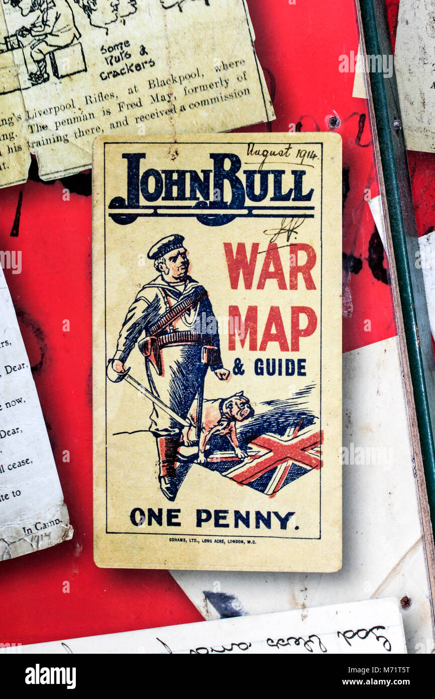 Military memorabilia 1914 John Bull world war 1 map & guide for sale one penny memorial wars army armed forces military combat soldier infantry maps Stock Photo
