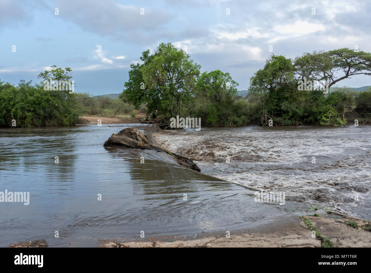 Washed out road on the Grumeti River during the rainy season, Grumeti