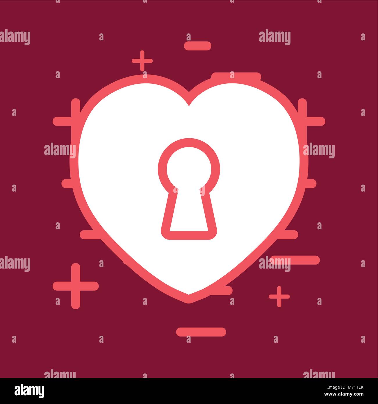 heart padlock icon over red background, colorful line design. vector ...