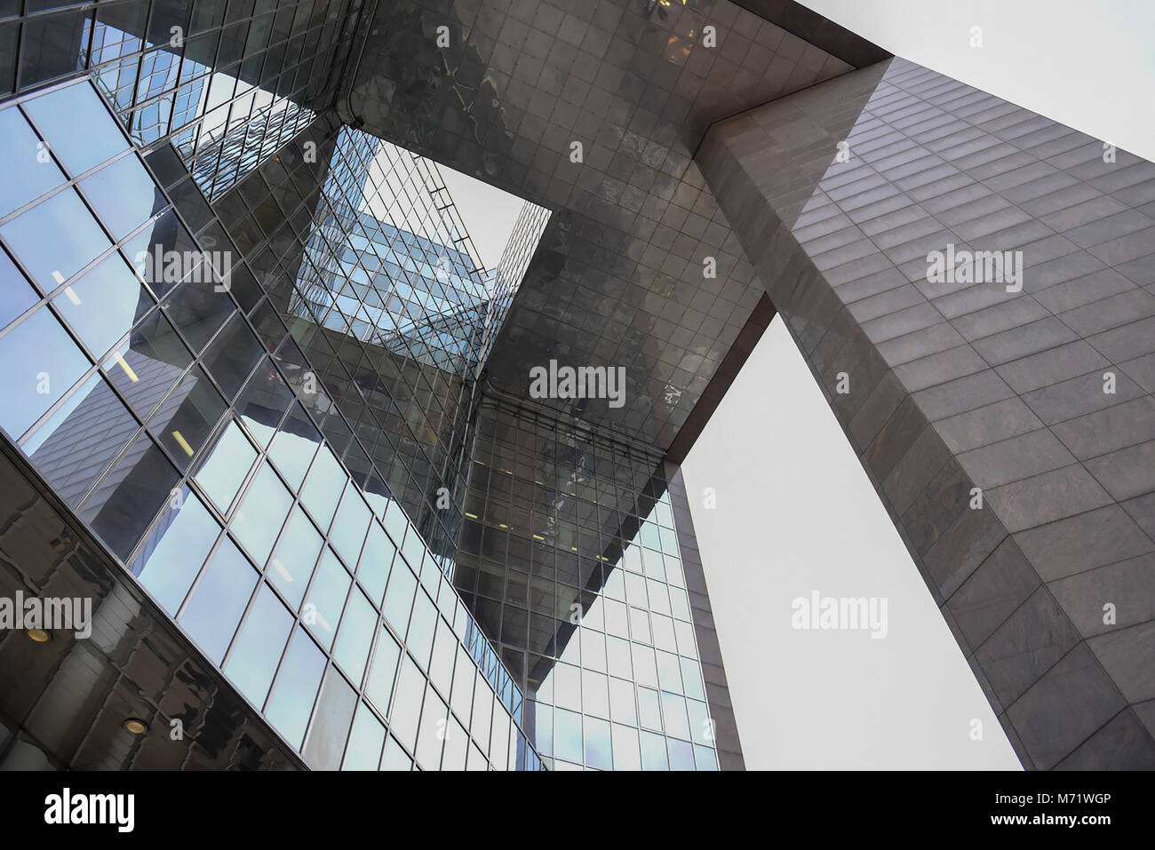 A worms eye view of tall modern office building on the South Bank, Southwark, London Stock Photo