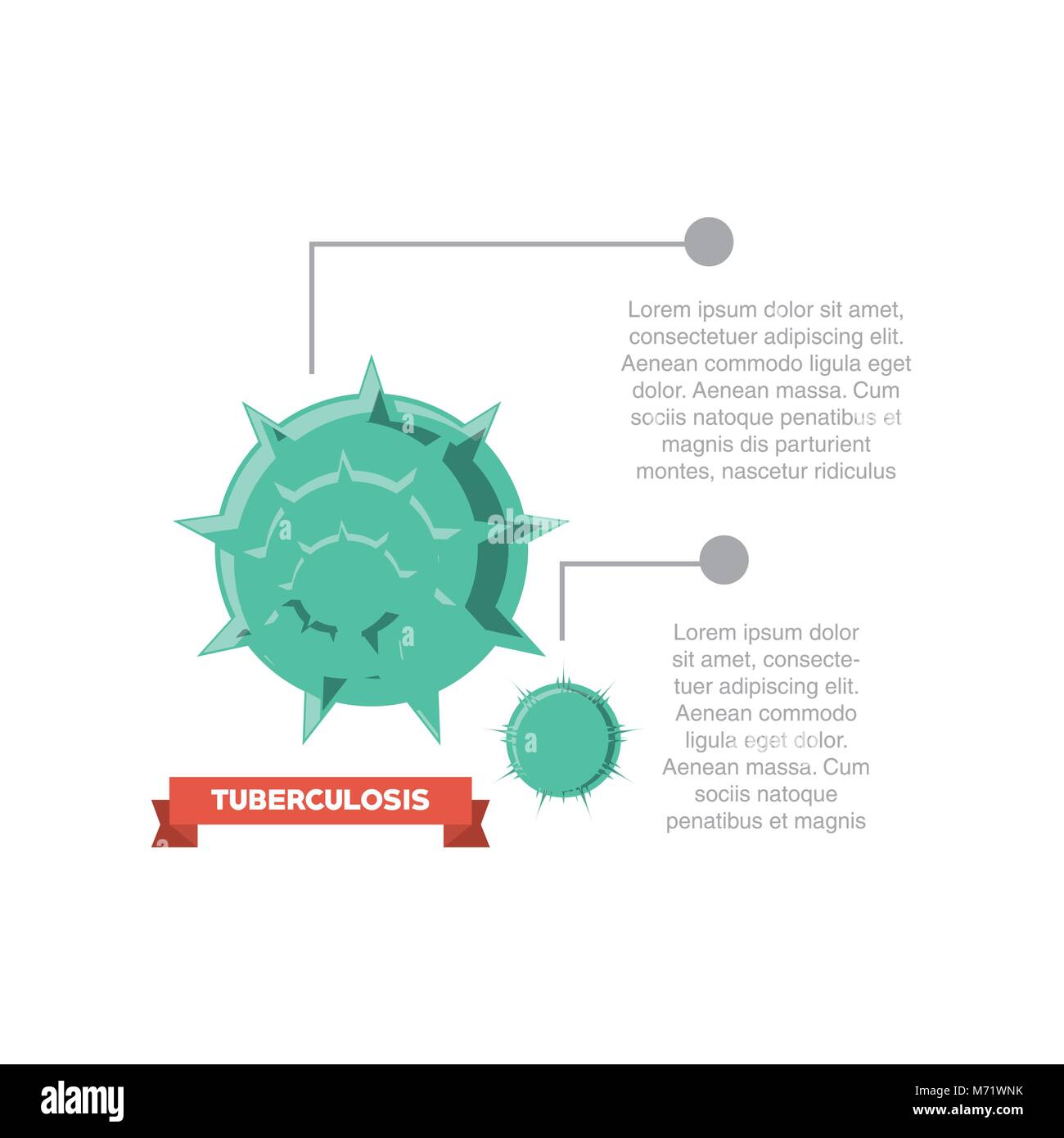 Infographic presentation of tuberculosis with virus icon over white background. vector illustration Stock Vector