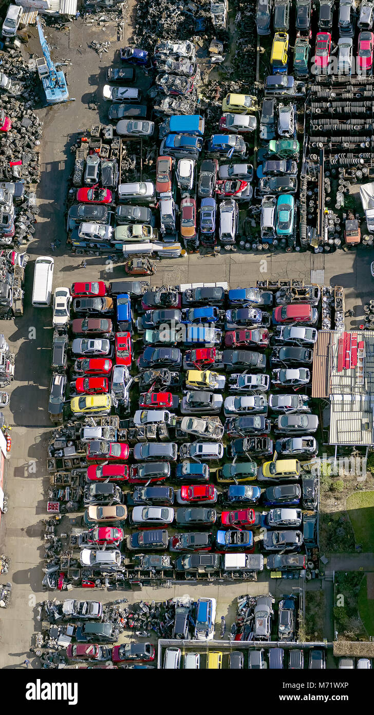 Aerial view, car junkyard, recycling, Strothmann Autoteile GmbH & Co. KG,  shaft Kuhle, junkyard, Industrial Park Unna, industrial area Unna-Ost  Alfred Stock Photo - Alamy