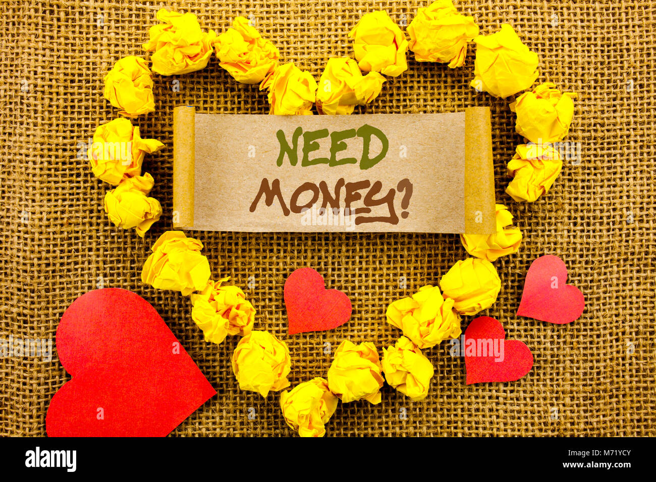 Handwriting Announcement text showing Need Money Question. Concept