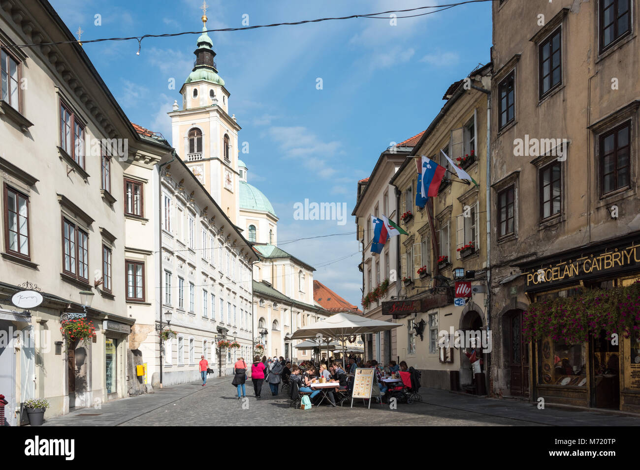 Facade of Cooperative Bank, Ljubljana, Slovenia Stock Photo