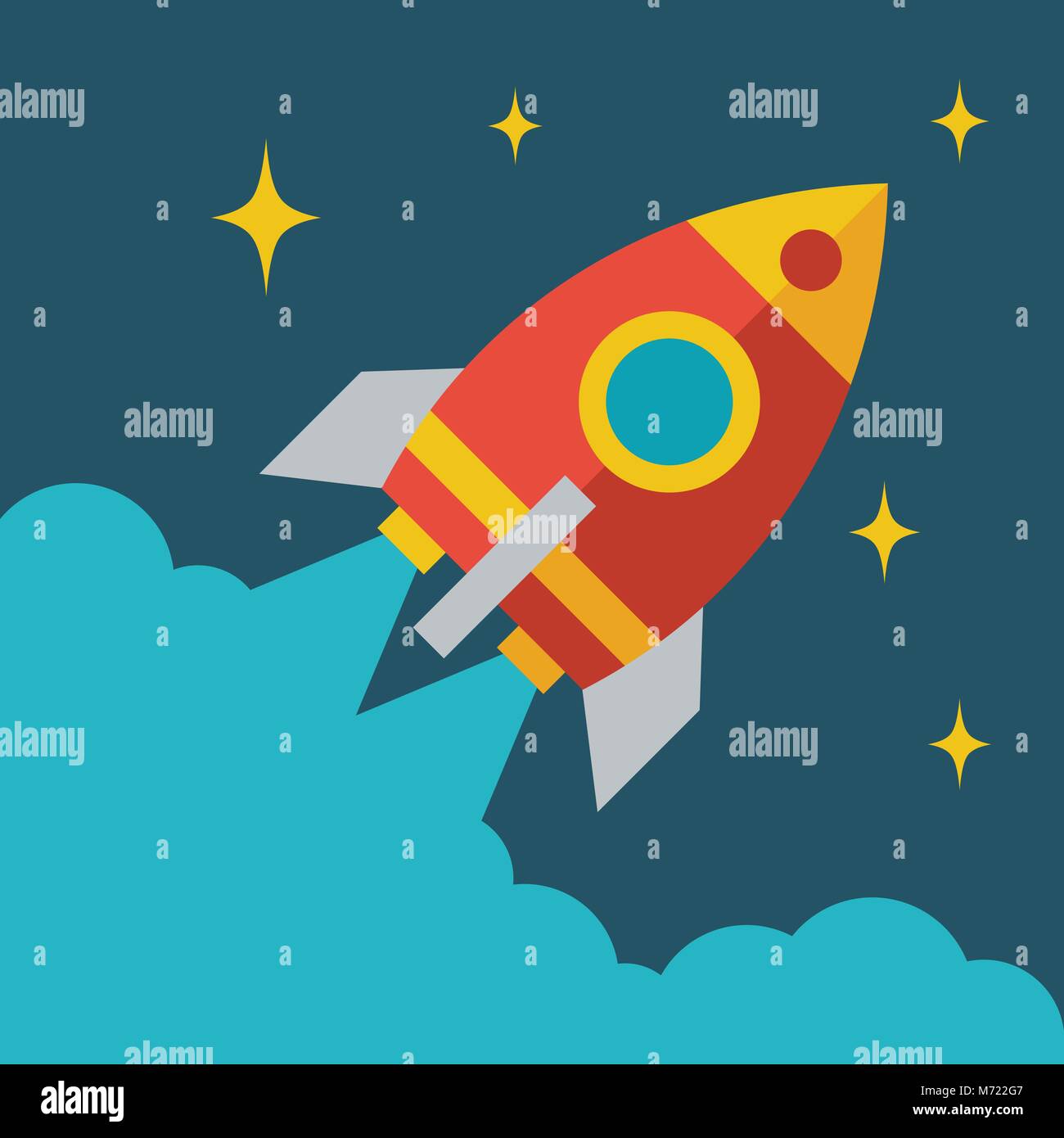 Start up business rocket concept illustration in flat style Stock ...