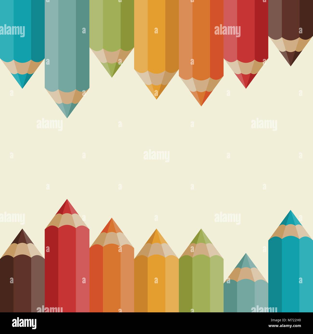 Background with colored pencils in retro style Stock Vector