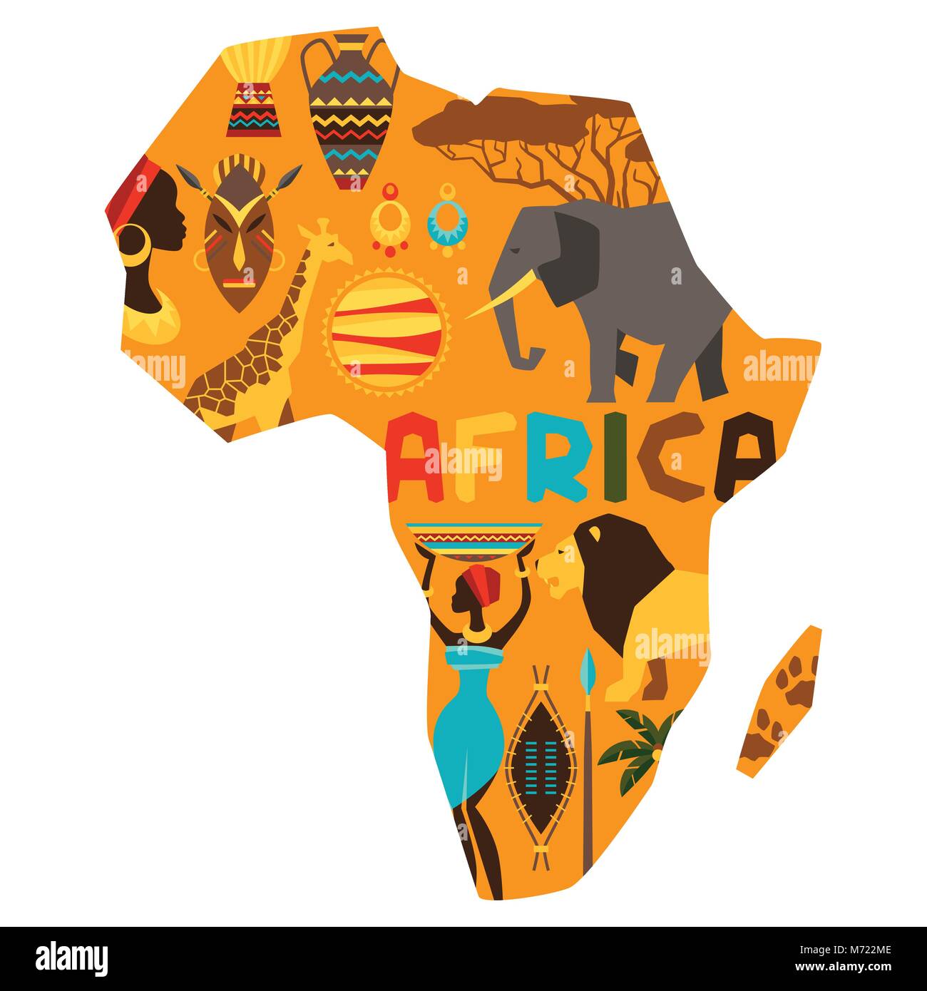 African ethnic background with illustration of map Stock Vector Image ...