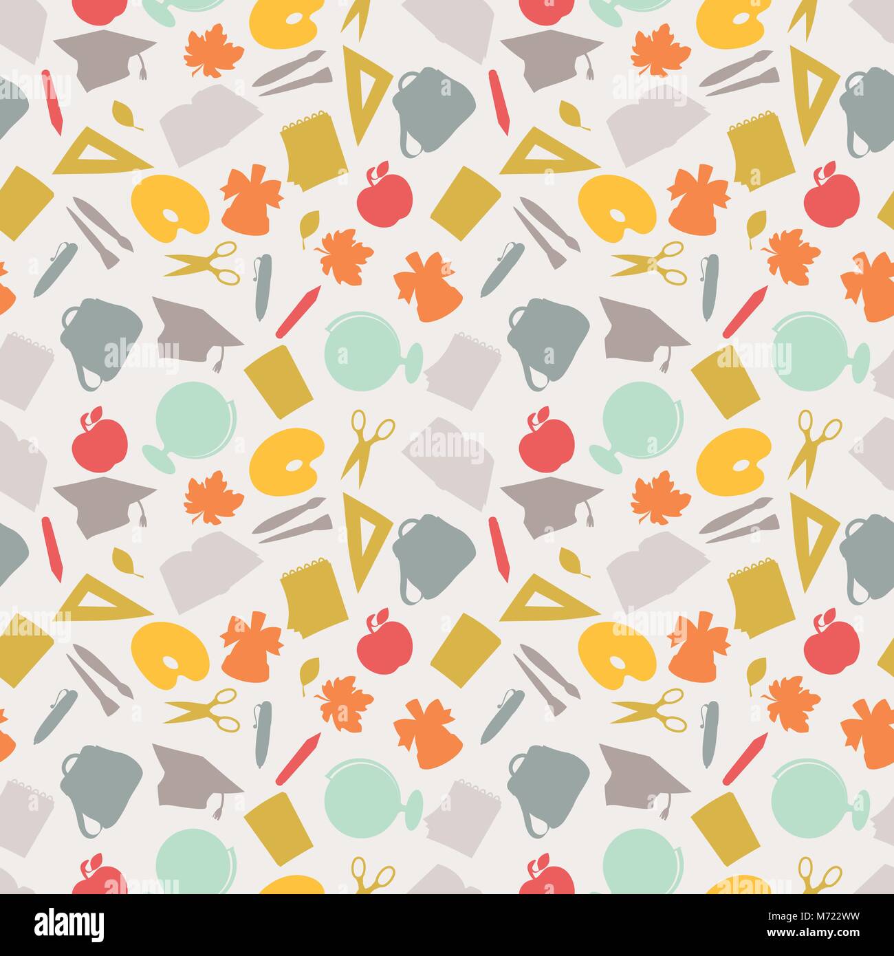 School seamless pattern with education icons and symbols Stock Vector ...