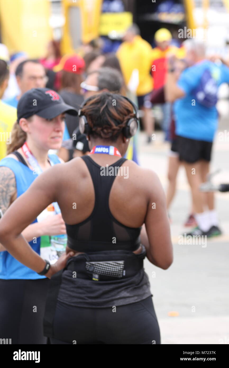 Black female runner at the end of the 20th Cyprus marathon