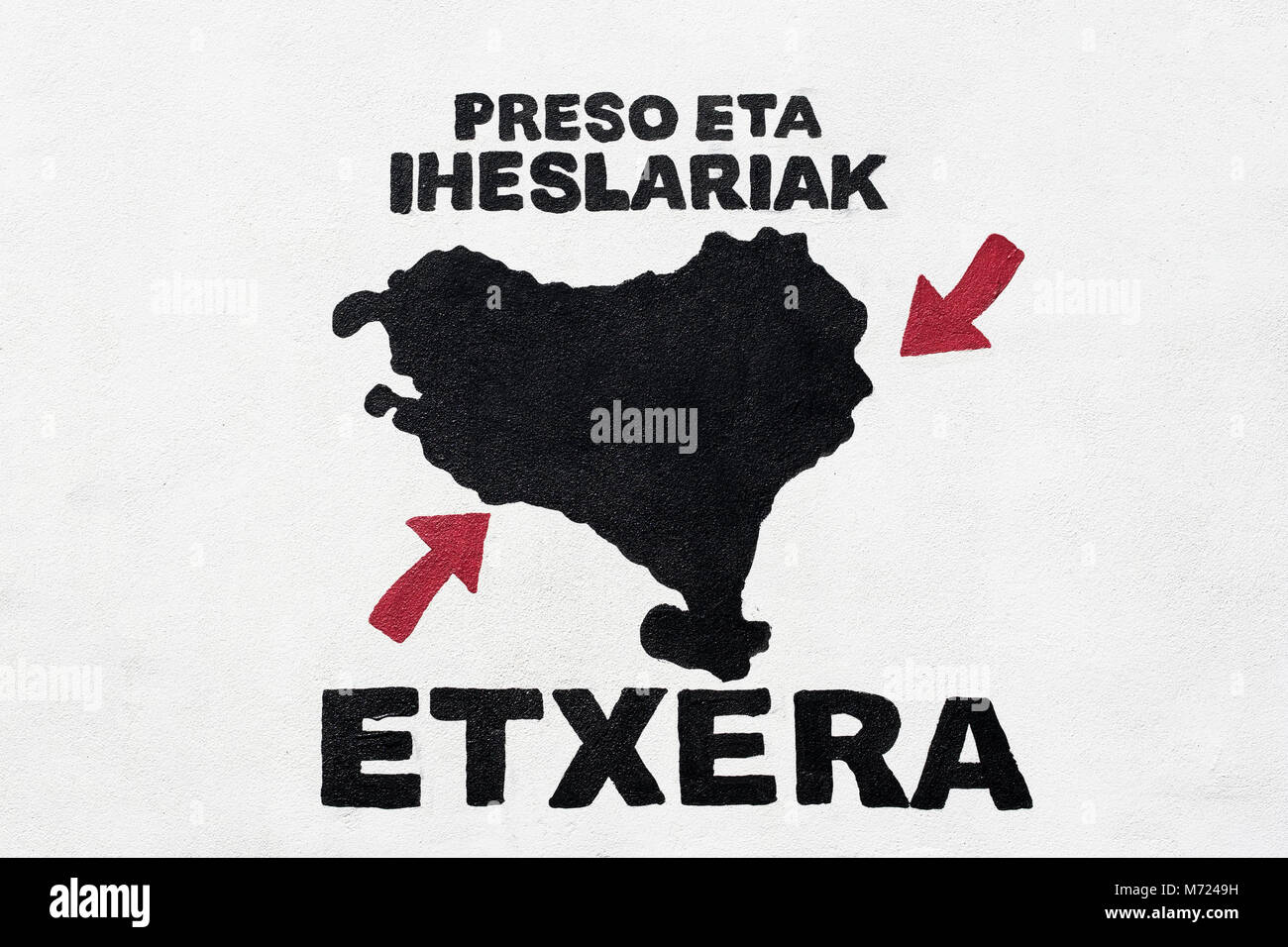 Etxera Banner, return all ETA prisoners to their home country prisons, Algorta, Getxo, Vizcaya, Pais Vasco, Spain Stock Photo