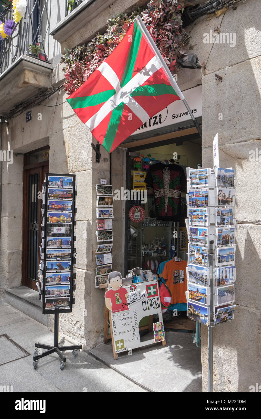 Local souvenir shop, Casco Viejo, Bilbao, Vizcaya, Pais Vasco, Spain, Stock Photo