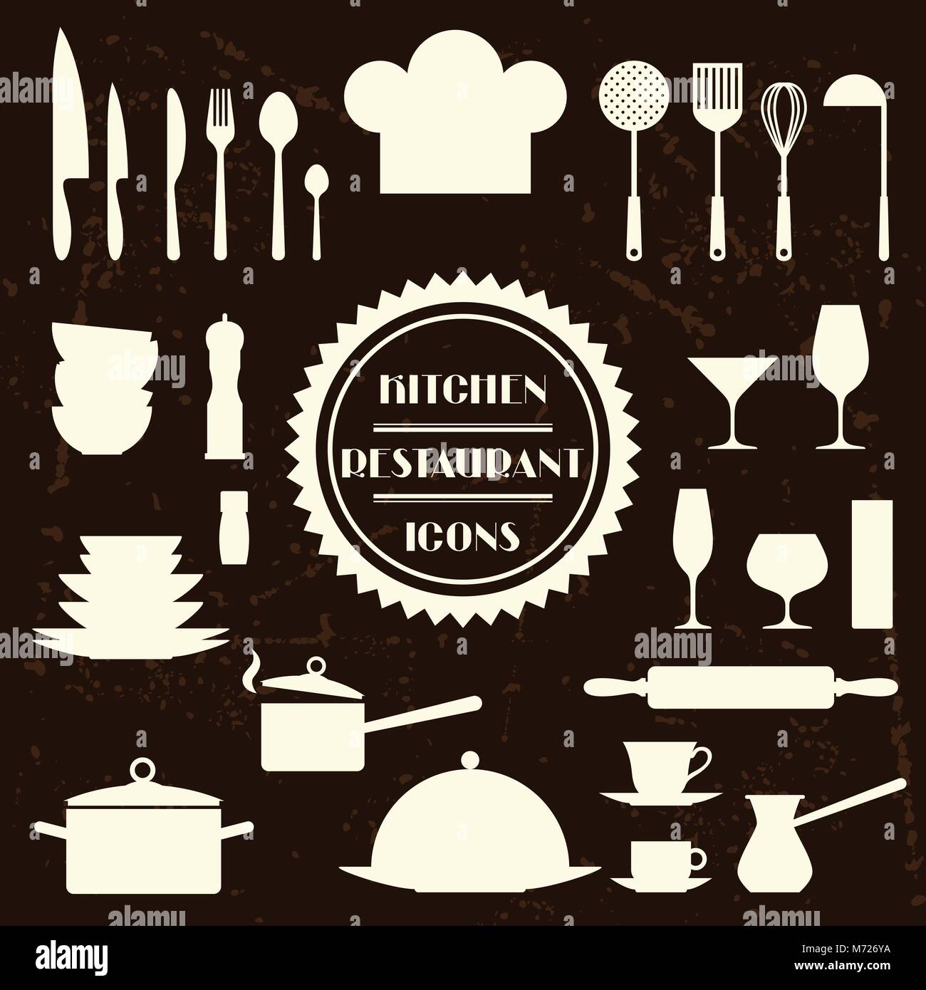 Kitchen and restaurant icons. Set of utensils Stock Vector Image & Art ...