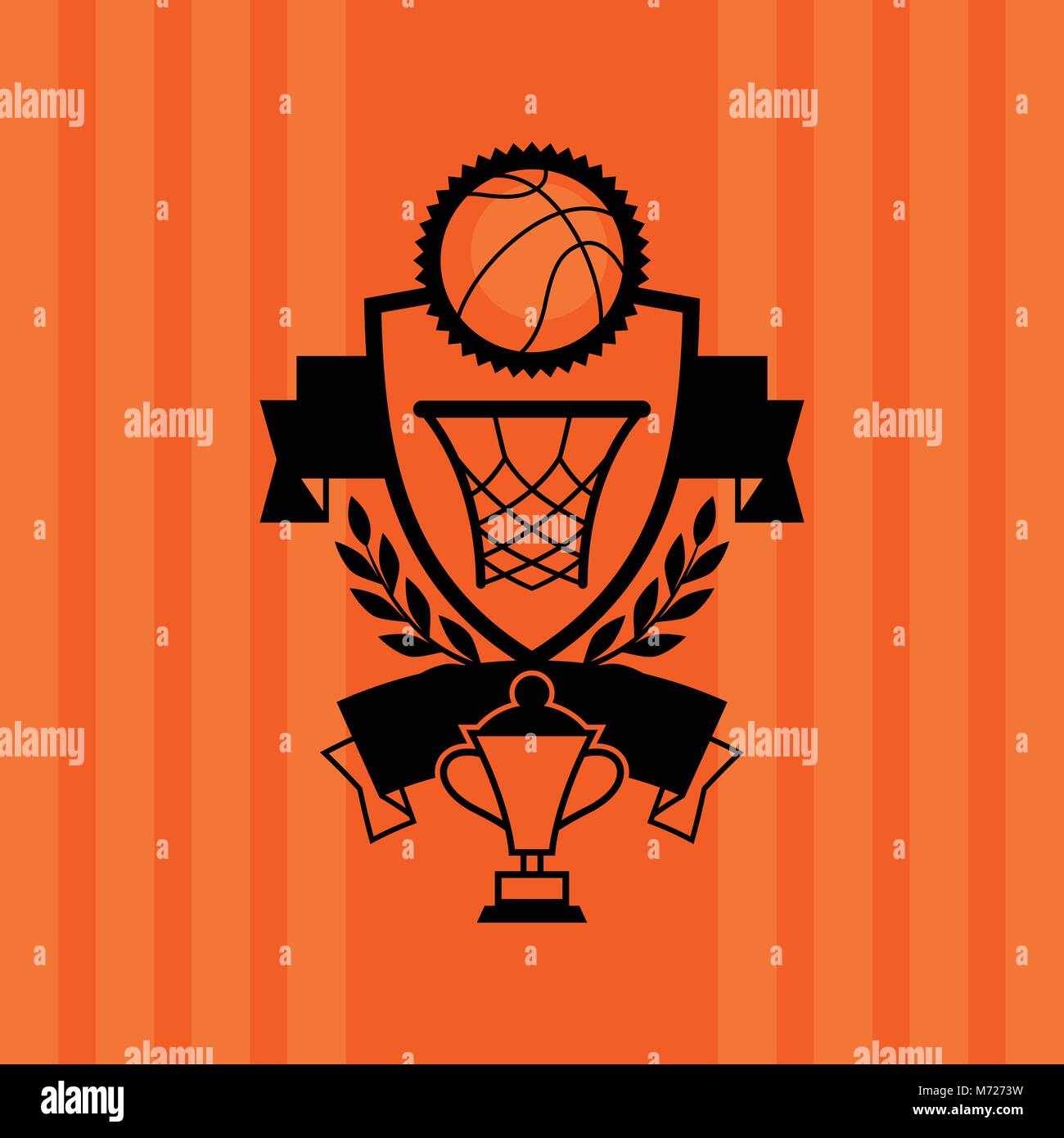 Background with basketball, ball, hoop and labels Stock Vector Image