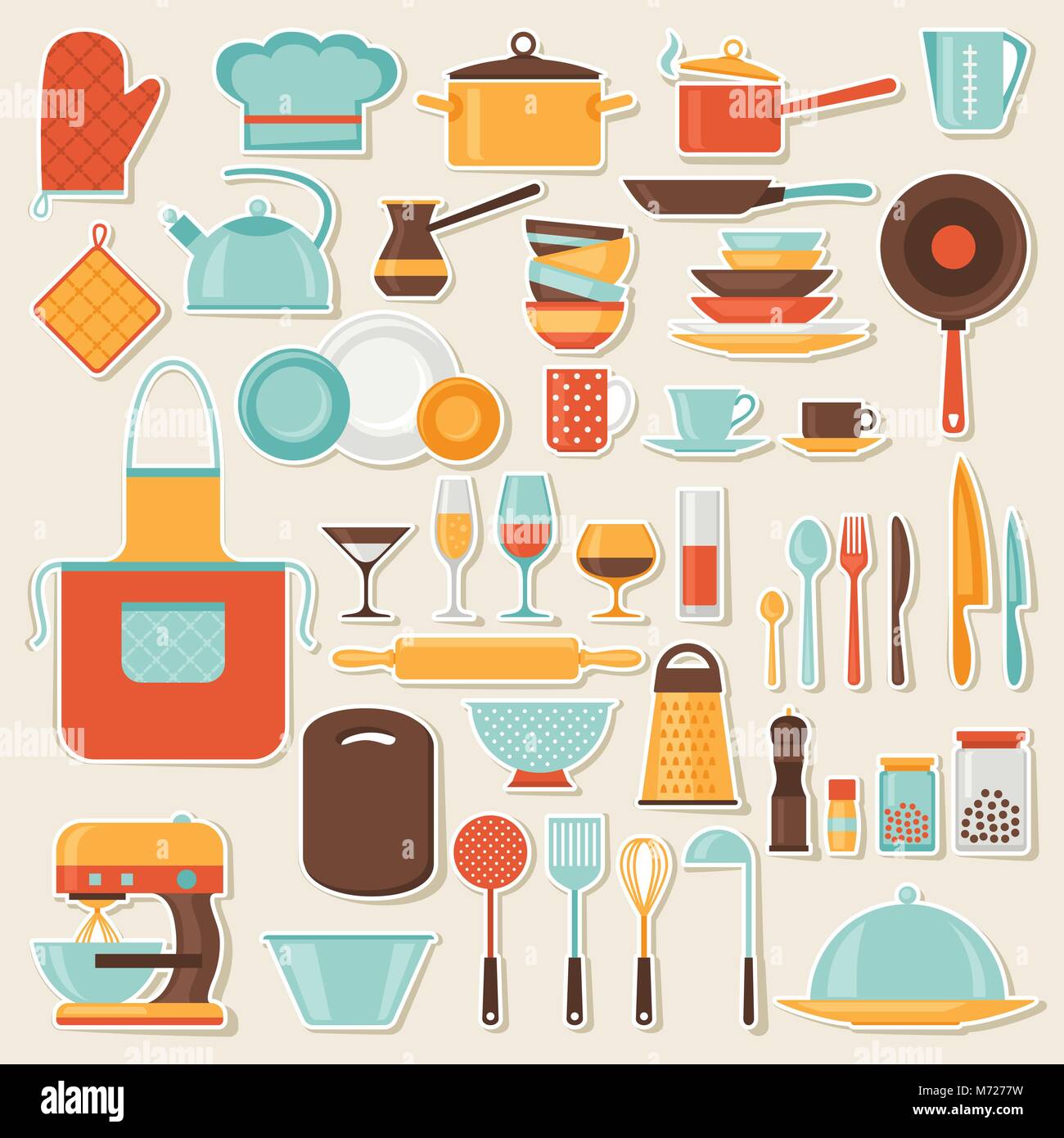 Kitchen and restaurant icon set of utensils Stock Vector Image & Art ...