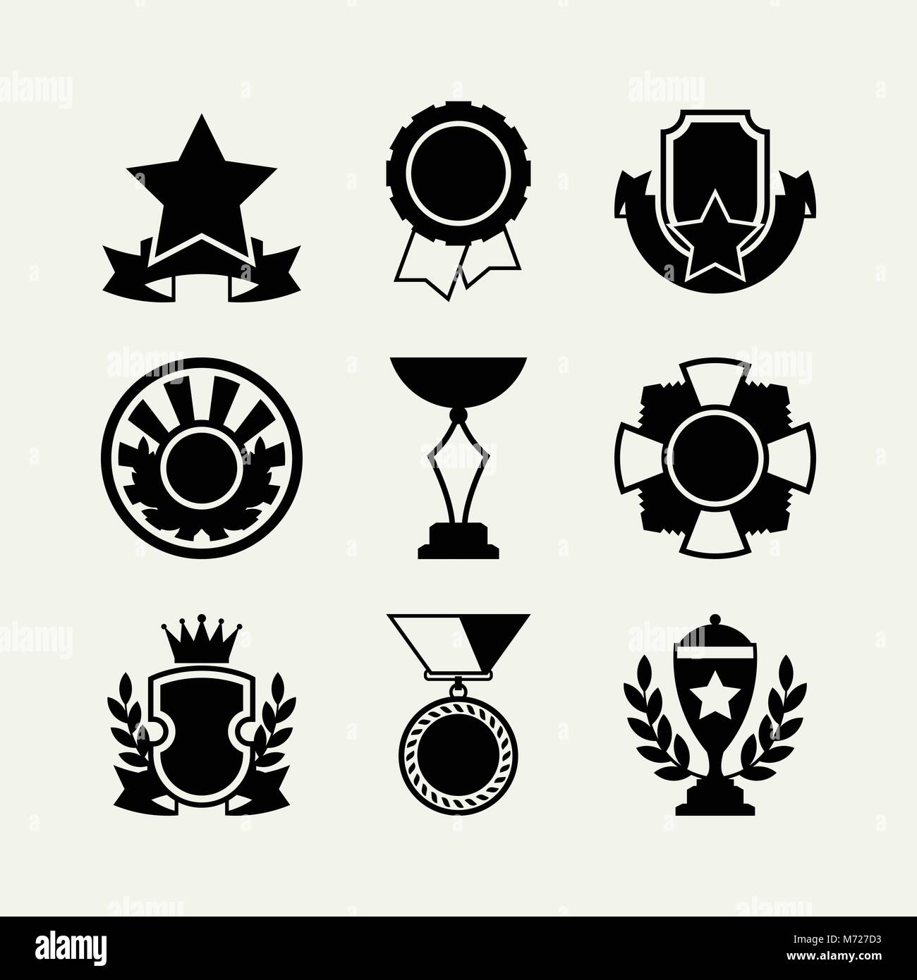 Trophy and awards icons set in flat design style Stock Vector Image ...