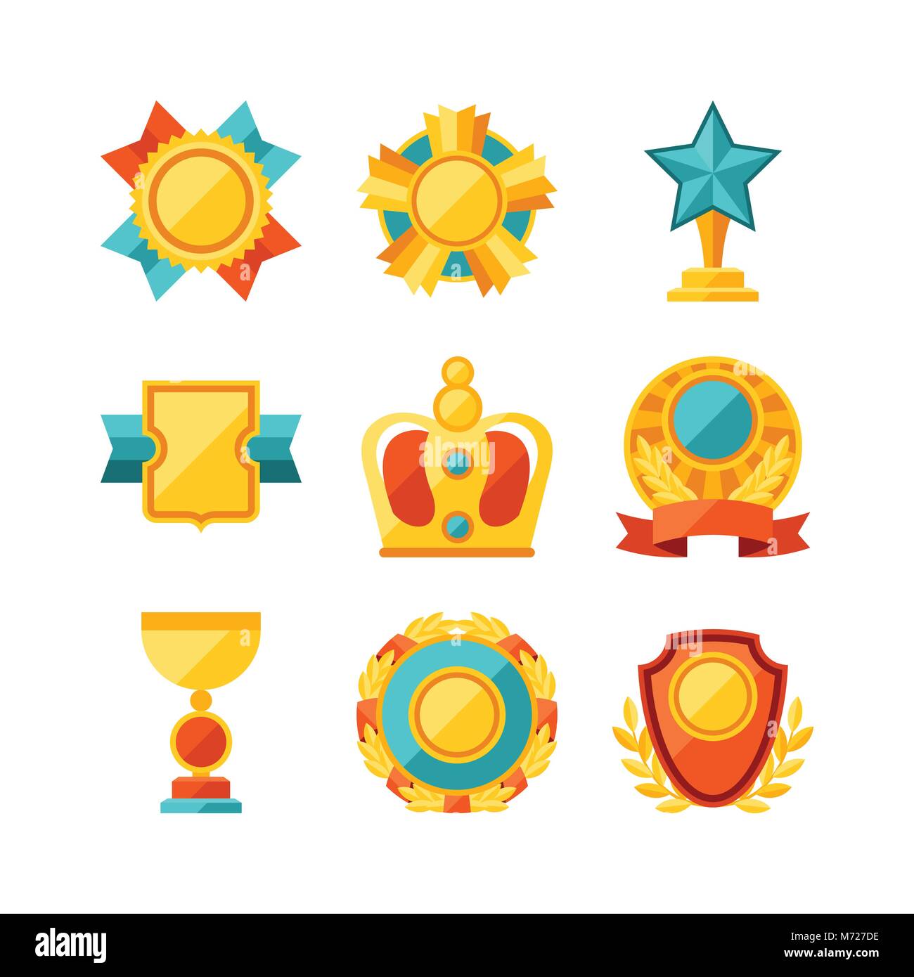 Trophy and awards icons set in flat design style Stock Vector Image ...