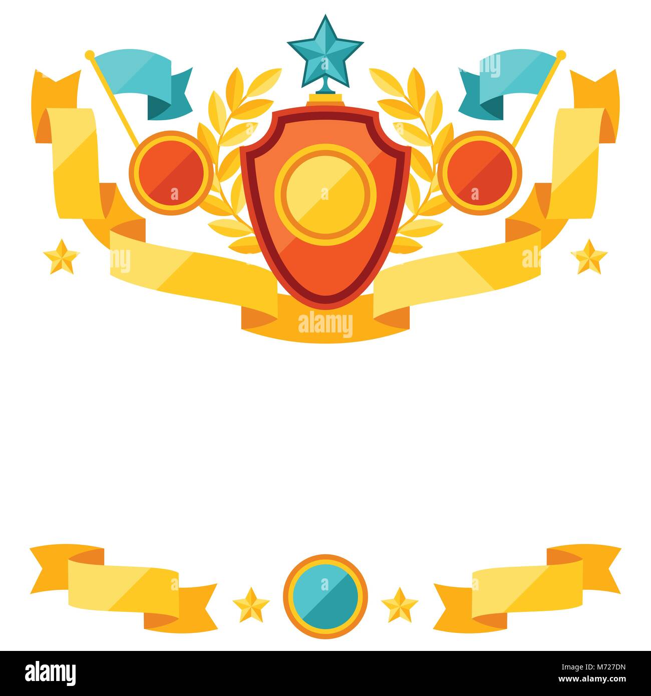 Decor with ribbons and awards in flat design style Stock Vector