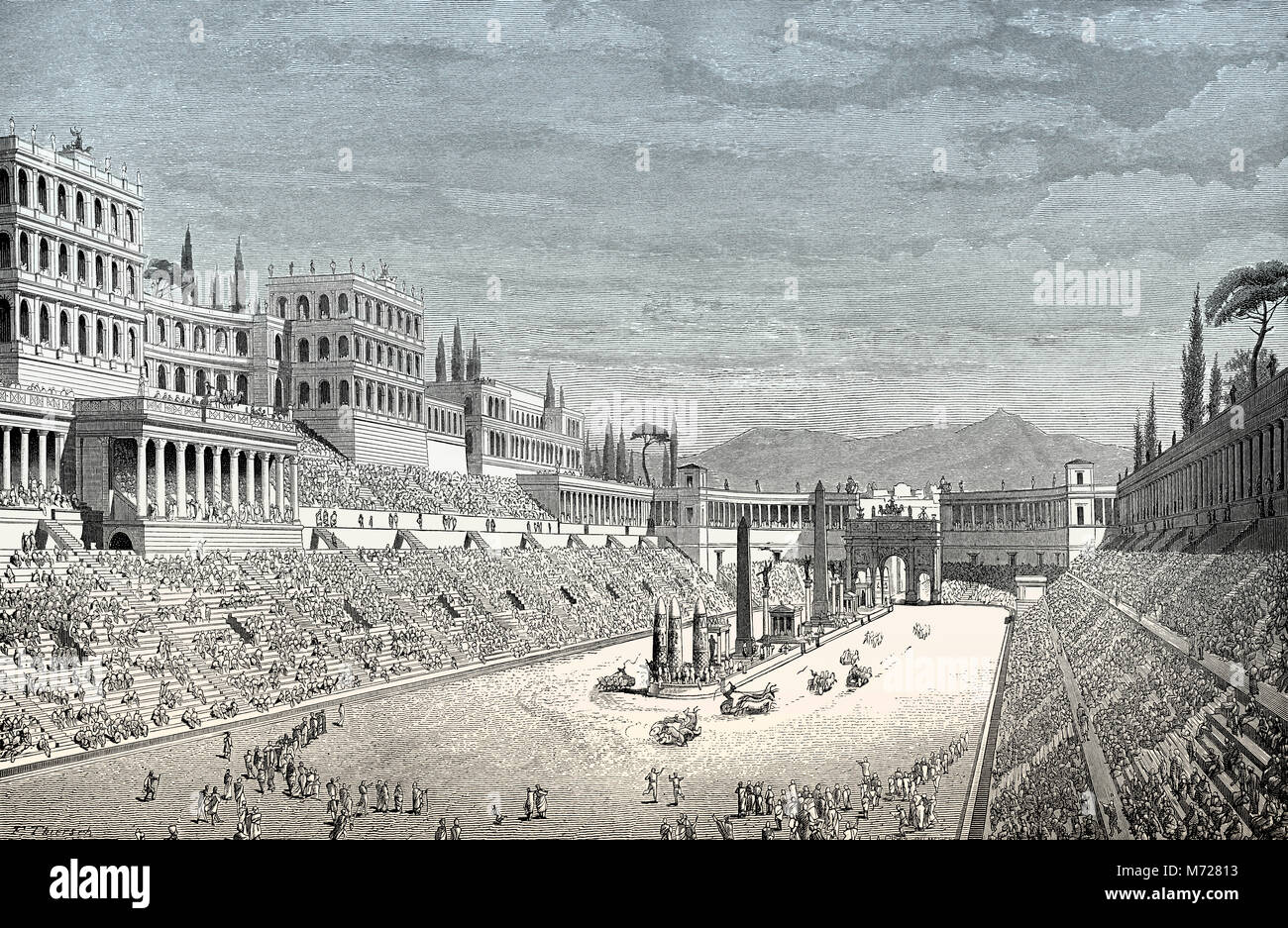 Reconstruction of the Mausoleum Circus Maximus in ancient Rome Stock Photo
