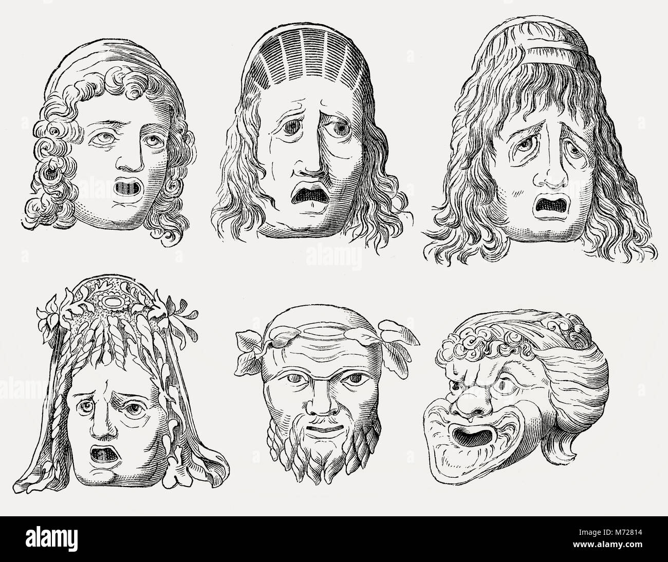 Ancient Roman theatre masks Stock Photo