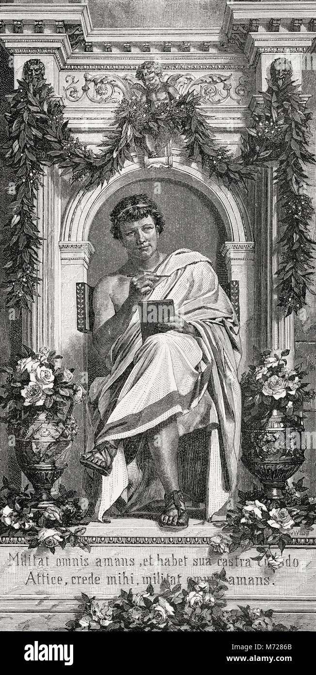 Publius Ovidius Naso or Ovid, 43 BC - 17, a Roman poet, Stock Photo
